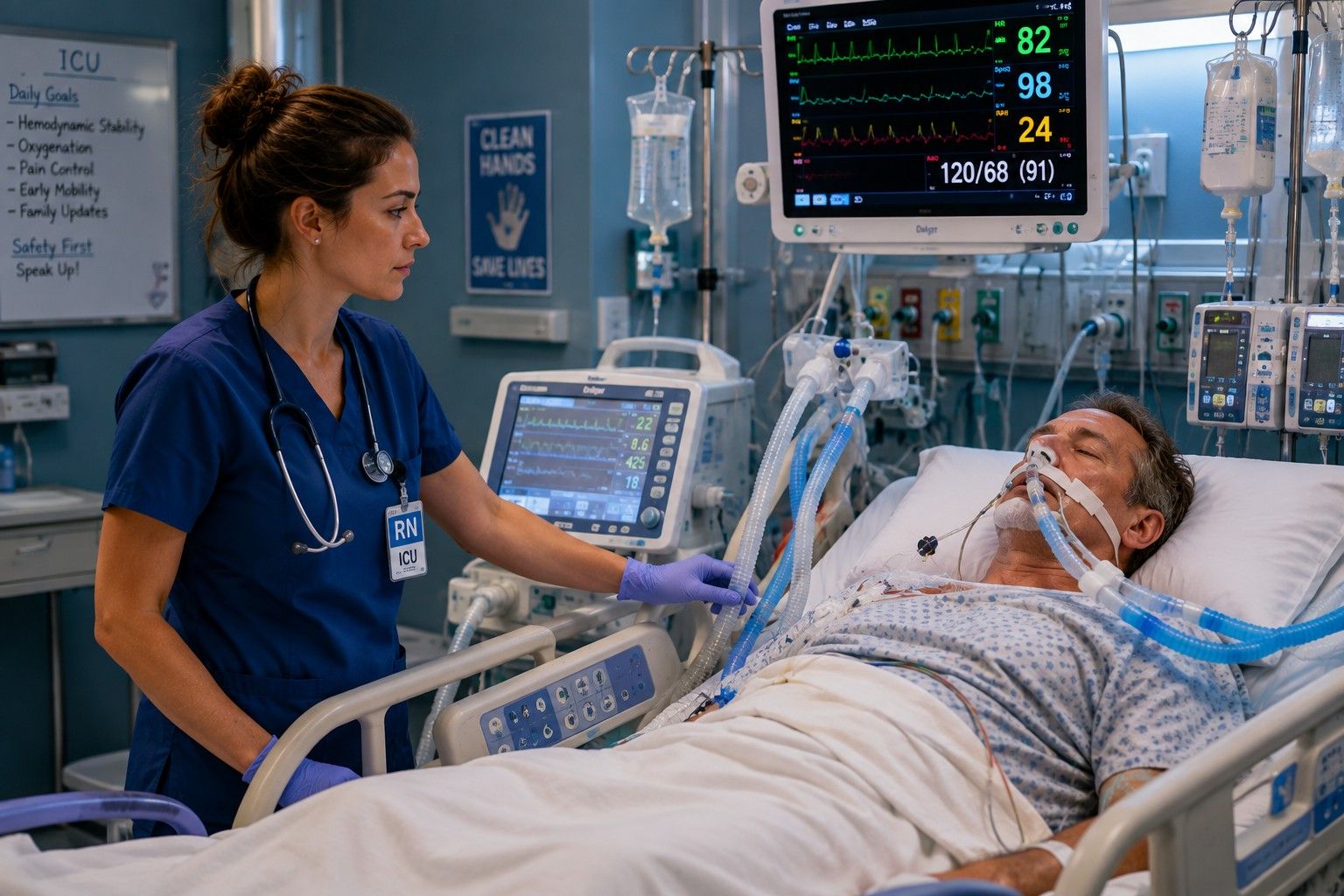 ICU travel nurse caring for a critically ill patient on a ventilator..jpeg